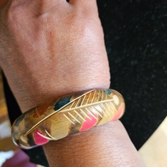 Vintage Wood Multicoloured Handmade Bracelet - Picture 2 of 5